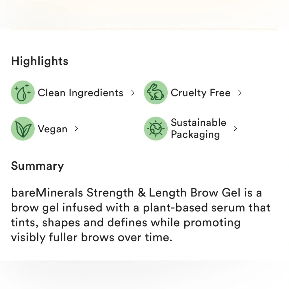 BARE MINERALS STRENGTH & LENGTH SERUM-INFUSED BROW GEL COFFEE 0.16 OZ NIB
